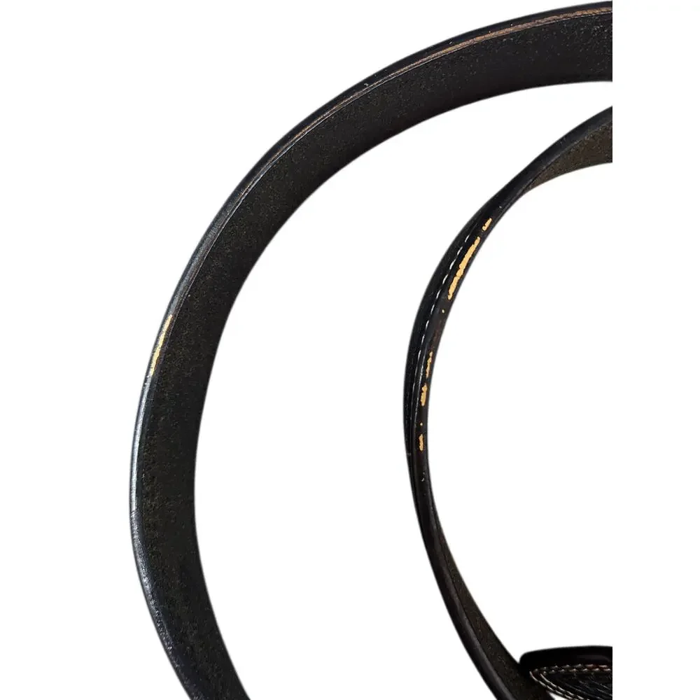 Cowboy chrome black leather western‎ belt 44 basket weave embossed white stitch